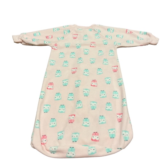 Pink, Green, and White Child of Mine Carter’s Owl Fleece Sleep Sack - Picture 2 of 3